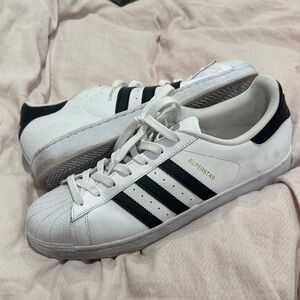 adidas White & Black Superstar Leather Sneakers